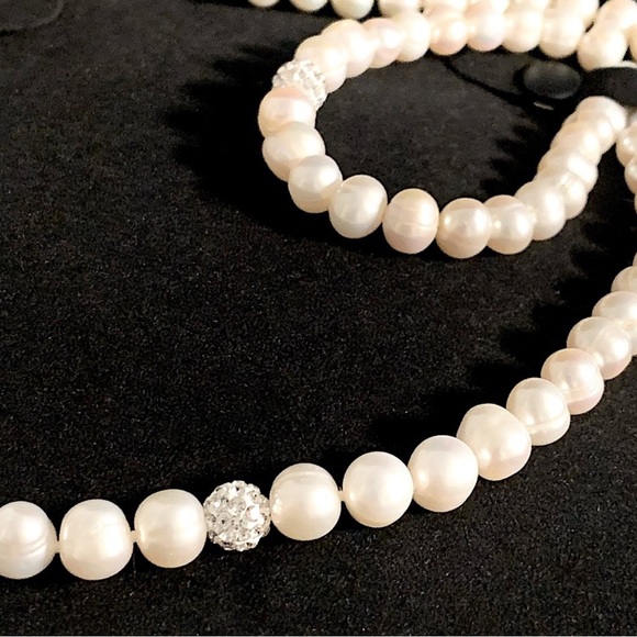๐ Zales Cultured Freshwater Pearl Crystal Necklace and Bracelet - Picture 5 of 8